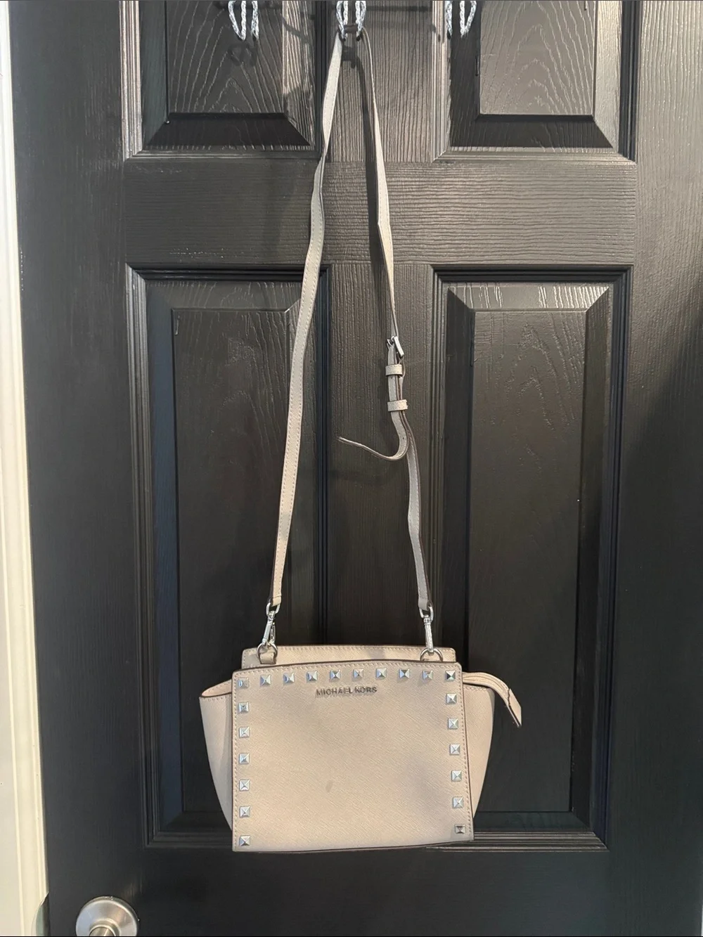Michael Kors Light Beige Studded Crossbody Bag